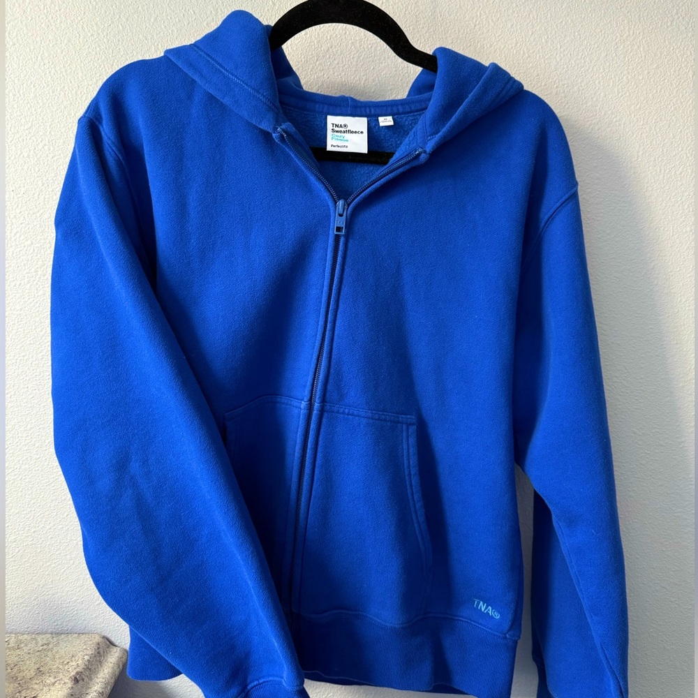 TNA Cozy Fleece Perfect Zip Hoodie – Royal Blue – Size Medium